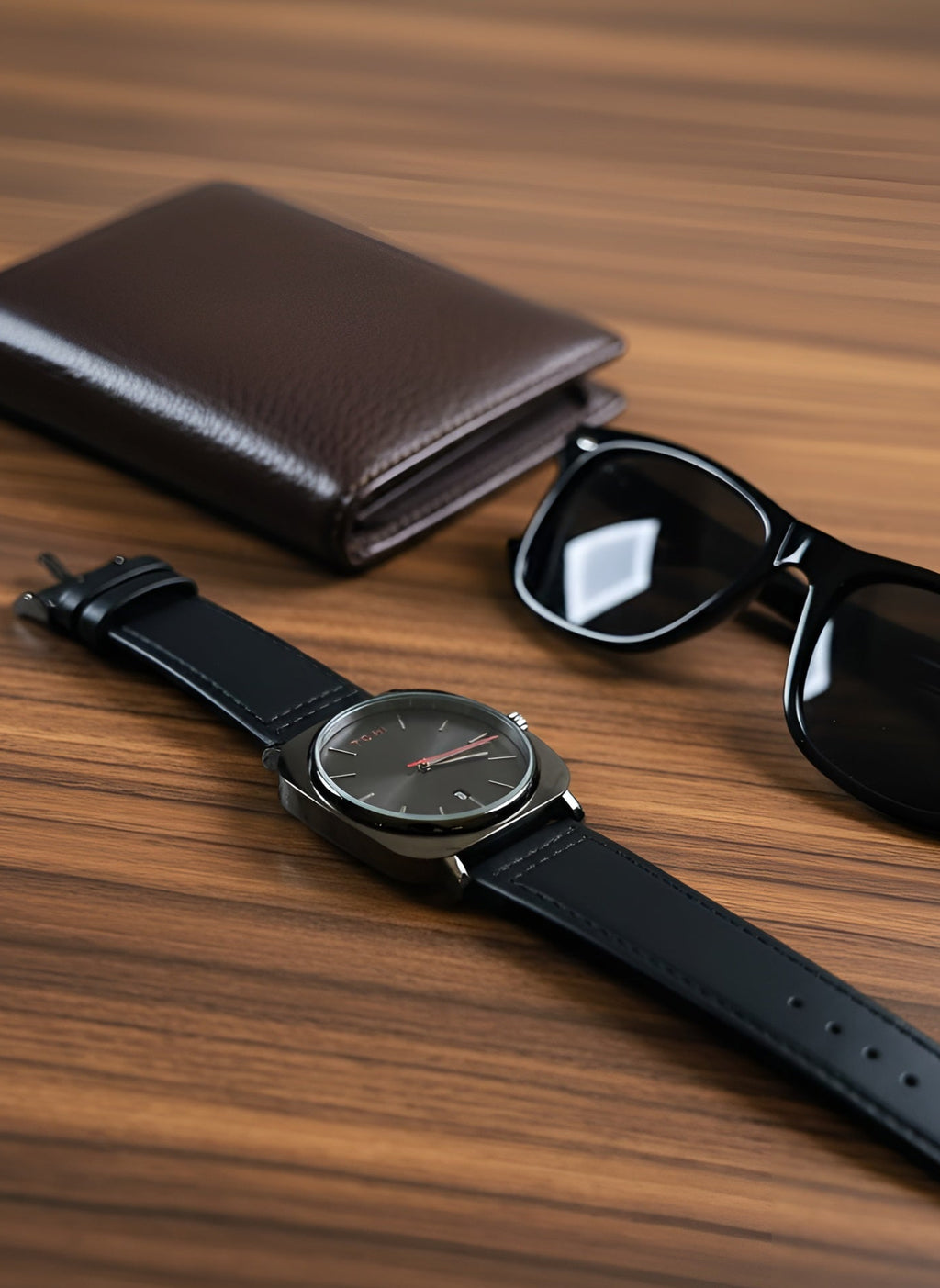 TOMI Classic Men’s Watch – Black Leather Strap